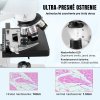 Binokulárny laboratórny mikroskop so zväčšením 40x-2500x, objektívmi 4X, 10X, 40X, 100X, a napájaním 100-240 V