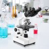 Trinokulárny laboratórny mikroskop so zväčšením 40x-5000x, objektívy 4X, 10X, 40X, 100X,, 2X pomocná šošovka