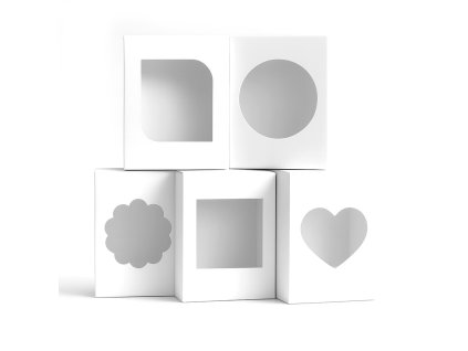 Sada bílých obdélníkových krabiček s okénkem | KraftHouse  Sada bílých krabiček s okénkem | KraftHouse