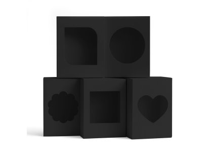 Sada černých obdélníkových krabiček s okénkem | Luxusní balení  Černá sada dárkových krabiček s okénkem | Luxusní balení