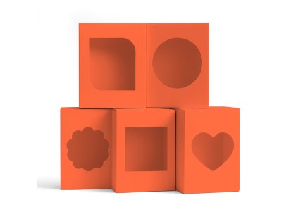 Sada oranžových obdélníkových krabiček s okénkem | Podzimní dárkové balení  Oranžová sada krabiček s okénkem | Podzimní dárkové balení