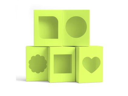 Sada dárkových obdélníkových krabiček s okénkem – Pistáciová | KraftHouse  Sada pistáciových dárkových krabiček s okénkem | KraftHouse