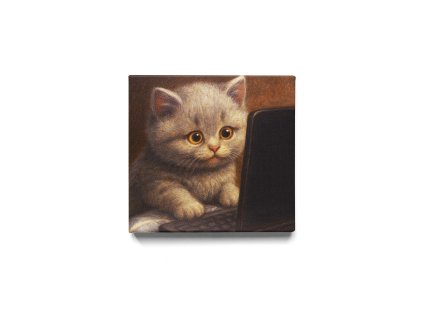 IT Koťátko – Programátor na Plátně Premium Canvas | 100% bavlna | Různé rozměry  IT Koťátko – Roztomilý obraz na plátně | Moderní dekorace | 100% bavlna