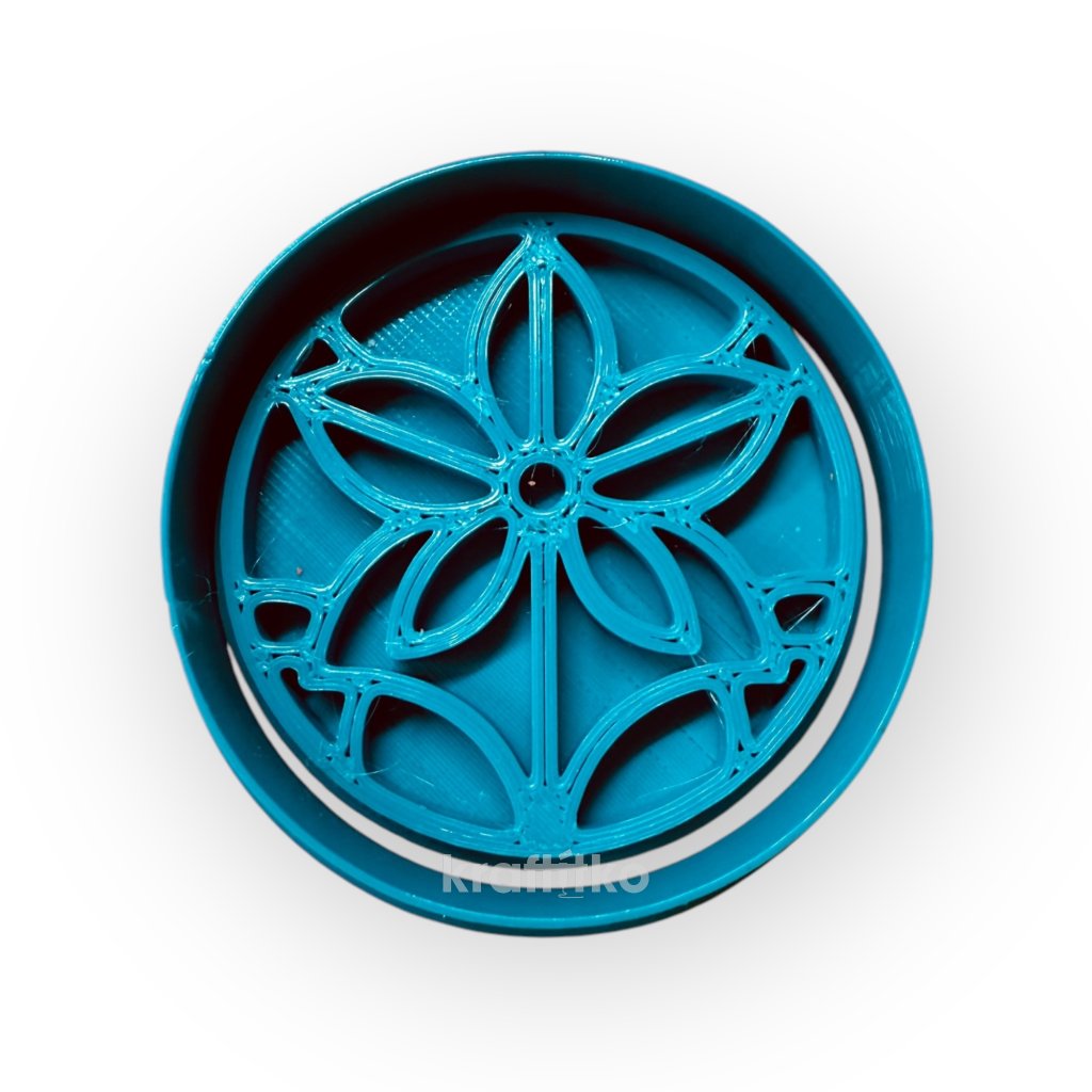 Květina v kolečku ,vitráž - vykrajovátko 2v1 (Velikost 10 cm)