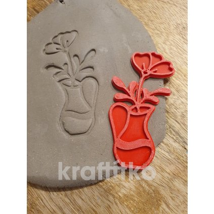 Obtisk  váza s květinou (Velikost 10 cm)