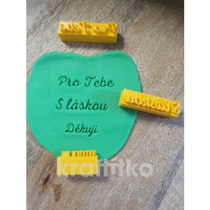 Razítka sada 3 ks - Děkuji, S láskou, Pro Tebe (Velikost 1,5 cm)