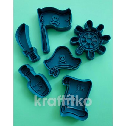 Sada pirátská 6ks - vykrajovátka 2v1 (Velikost 10 cm)