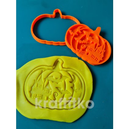 Podzimní dýně halloweenská - hrad - vykrajovátko