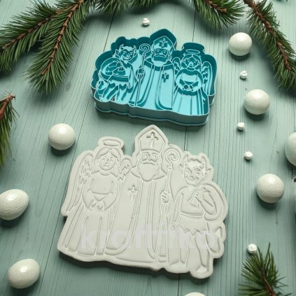 Mikuláš, anděl a čert - 1 velké vykrajovátko (Velikost 12 cm)