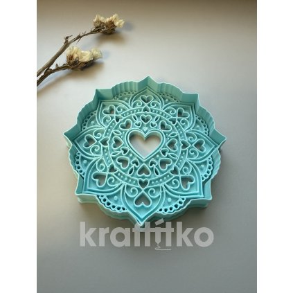 Mandala srdíčková č.1 - vykrajovátko s vnitřním otiskem