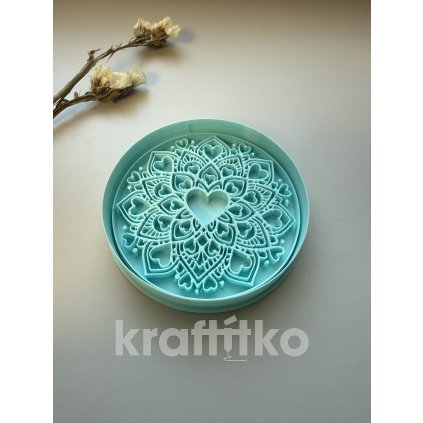 Mandala srdíčková č.2  - vykrajovátko s vnitřním otiskem