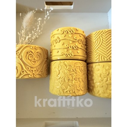 Sada 5 ks válečků - srdíčka a květiny  (50mm x 40mm)