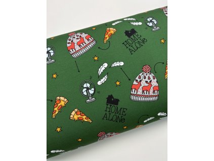 Teplákovina - Home Alone (khaki podklad)