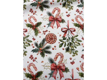 Rebrovaný úplet - Vianočné vetvičky a mašle