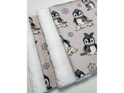 DIY set na čiapku a nákrčník - Zimní tučniaci