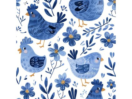 Žebrovaný úplet - Modré slepičky