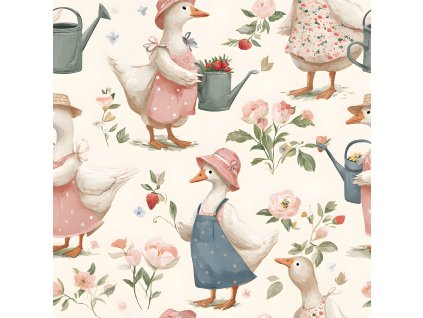 Hladký úplet - Husičky v záhrade