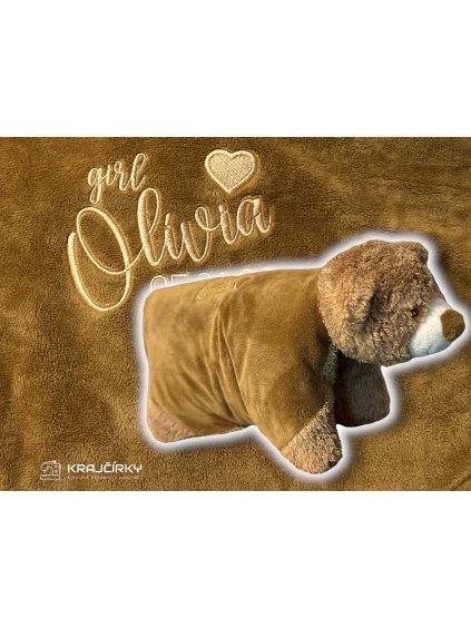 PLYŠOVÝ VANKÚŠ S VYŠITÝM NÁPISOM - medvedík