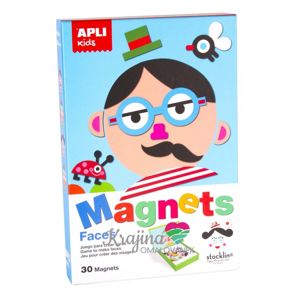 APLI, magnetická hra pro děti, obličeje, 30 ks
