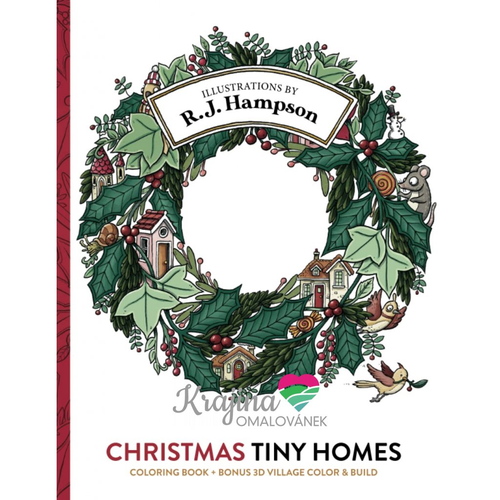 Christmas Tiny Homes, antistresové omalovánky s 3D papírovou dekorací, R. J. Hampson