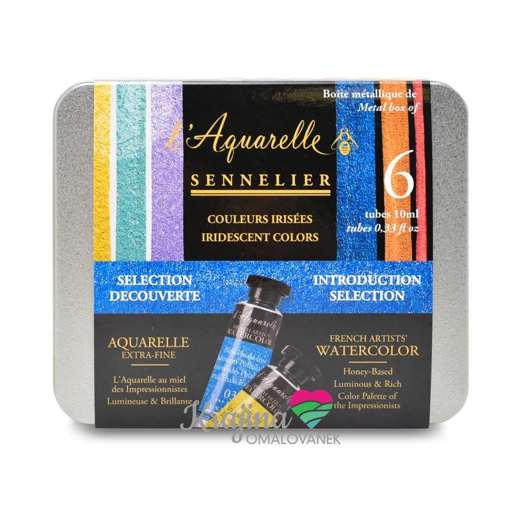 Sennelier, L´ Aquarelle, mistrovské akvarelové barvy, iridescentní č.1, 6 ks