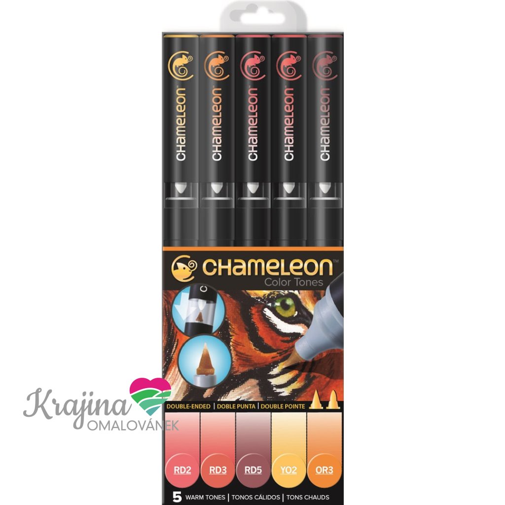 CHAMELEON, CT0511, Color Tones, 5 Pen set, shading markers, 5 pcs, Warm tones