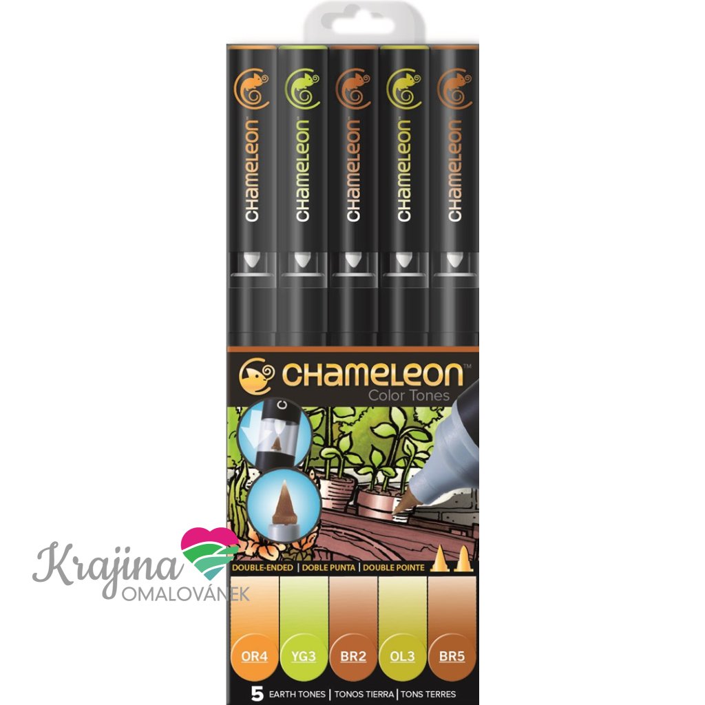 CHAMELEON, CT0503, Color Tones, 5 Pen set, shading markers, 5 pcs, Earth tones