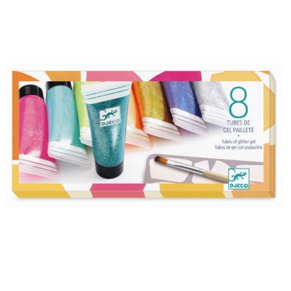 temperové barvy 8 ks glitter