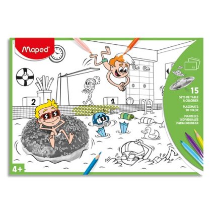 Maped, Sets de table, omalovánkové papírové prostírání, bazén, 15 ks