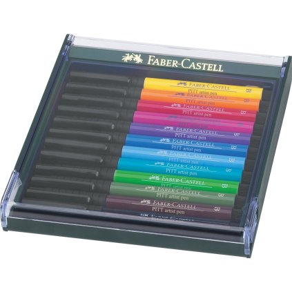Faber-Castell, 267421, PITT artist pen, brush popisovače, základní odstíny, 12 ks, 2. jakost