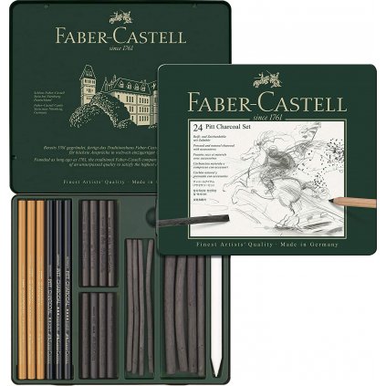 Faber-Castell, Pitt Charcoal set, sada uměleckých výtvarných potřeb, 24 ks