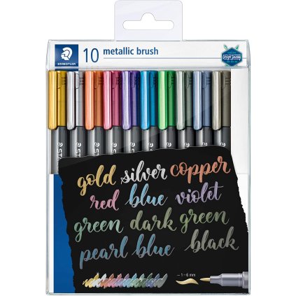 metalické brush popisovače 10 ks