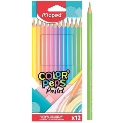Maped, Color´Peps, sada ergonometrických pastelek, pastelové odstíny, 12 ks