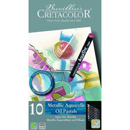 Cretacolor, 21927, Aqua Stic, akvarelové pastely, metalické odstíny, 10 ks