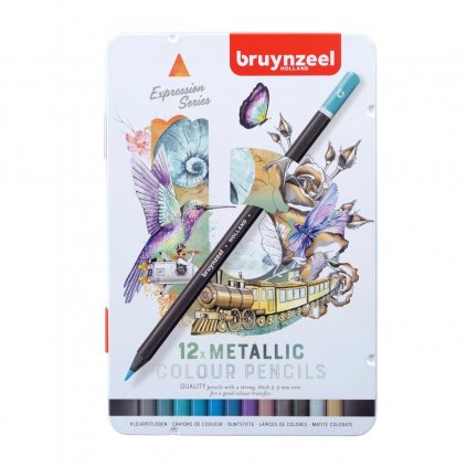 Bruynzeel, Expression colour set, sada pastelek, metalické odstíny, 12 ks
