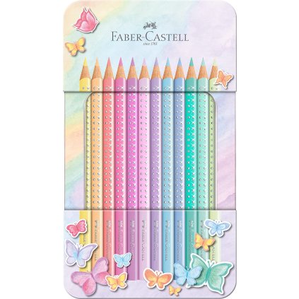 Faber-Castell, Sparkle Grip, sada Grip pastelek s třpytivým efektem, neonové, 12 ks