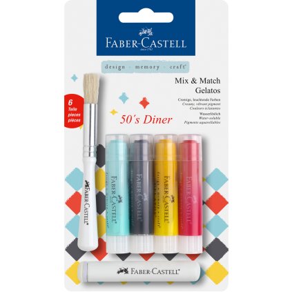 Faber-Castell, 121808,Gelatos, akvarelové křídy, 4 ks a doplňky, 50´s Diner sada