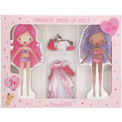 Princess Mimi, Dress up dolls, magnetická hra pro děti, oblékání, 35 ks