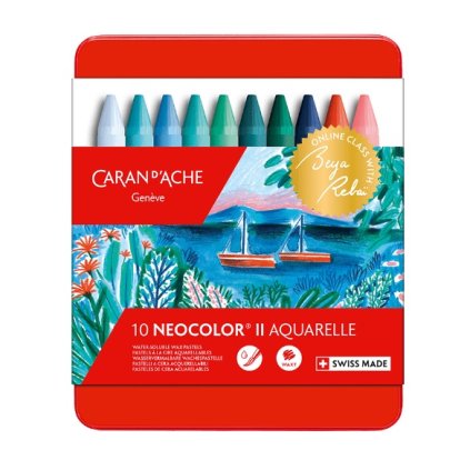 Caran d´Ache, Neocolor II., akvarelové pastely, limitovaná edice, studené odstíny, 10 ks