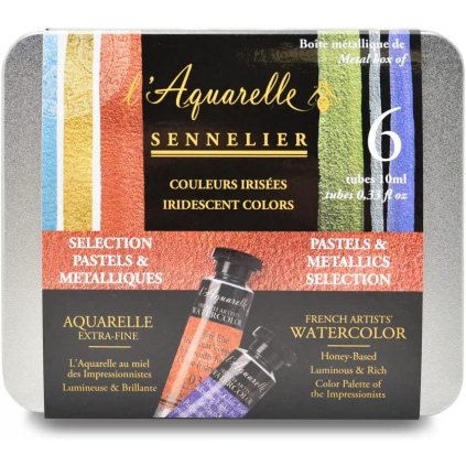 Sennelier, L´ Aquarelle, mistrovské akvarelové barvy, iridescentní č.2, 6 ks