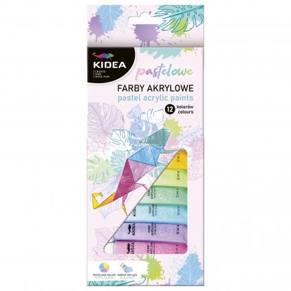 Kidea, sada akrylových barev, pastelové odstíny, 12 ks