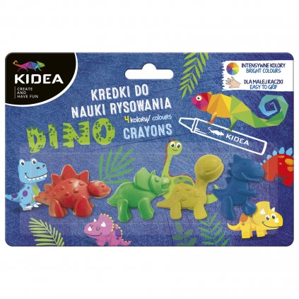 Kidea, sada olejových pastelů/voskovek pro nejmenší děti, dinosauři, 4 ks