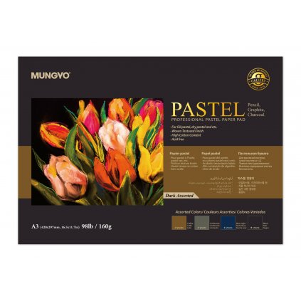 Mungyo, Pastel, kreslící/skicovací blok pro suchá média A3, 160 g, 20 listů, tmavé odstíny