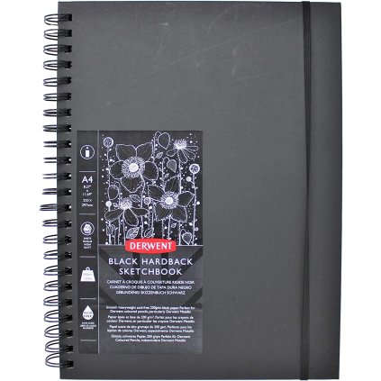 Derwent, Black book, skicák s černými listy, A4, 200 g, 40 listů