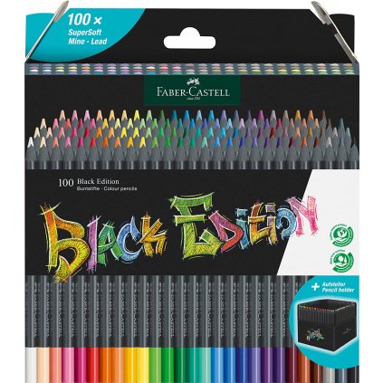 Faber-Castell, Black Edition, Supersoft, sada ergonometrických pastelek s černým lakováním, 100 ks