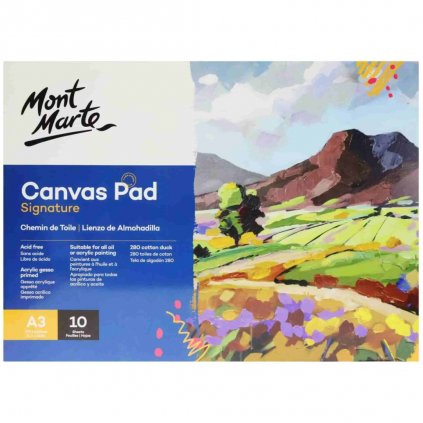 Mont Marte, Canvas Pad, bavlněné plátno ve skicáku, 280 g/m2, A3, 10 listů