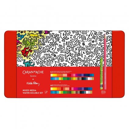 Caran d'Ache, Mixed media Keith Haring, sada výtvarných pomůcek pro akvarel, 82 ks