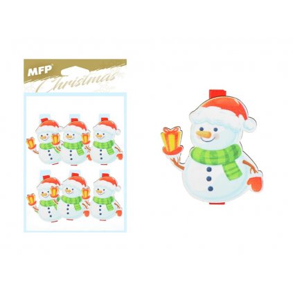 MFP, 8886095 vánoční dekorace, ozdobný kolíček, sněhulák, 6 ks