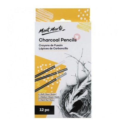 Mont Marte, Charcoal Pencils, sada uhlů v tužce, 12 ks