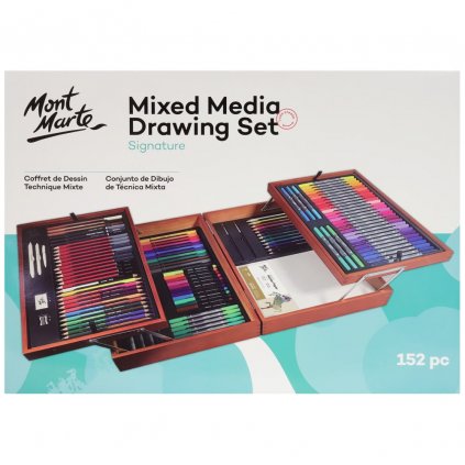 Mont Marte, Mixed Media Drawing Set, kreativní výtvarná sada v dřevěném boxu, 152 ks